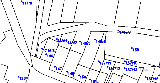Parcela st. 149/3 v KÚ Přítluky, Katastrální mapa