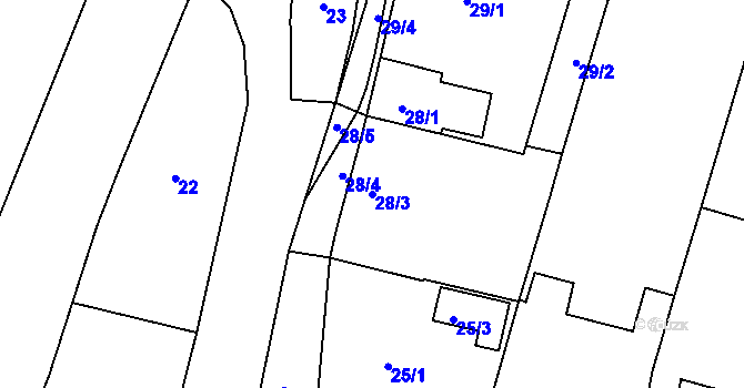 Parcela st. 28/3 v KÚ Přítluky, Katastrální mapa