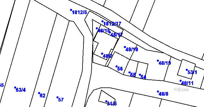 Parcela st. 48/2 v KÚ Přítluky, Katastrální mapa
