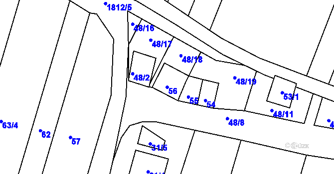 Parcela st. 56 v KÚ Přítluky, Katastrální mapa
