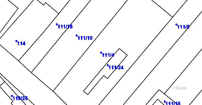 Parcela st. 111/4 v KÚ Přítluky, Katastrální mapa