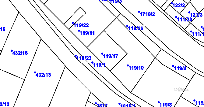 Parcela st. 119/17 v KÚ Přítluky, Katastrální mapa