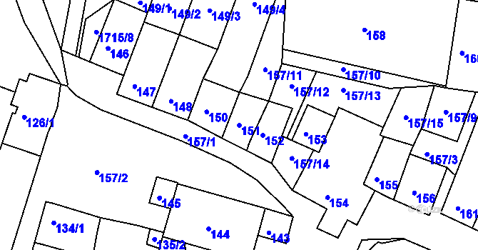Parcela st. 151 v KÚ Přítluky, Katastrální mapa
