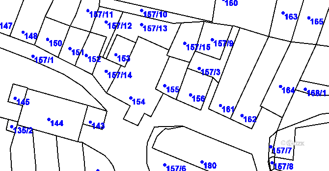 Parcela st. 155 v KÚ Přítluky, Katastrální mapa