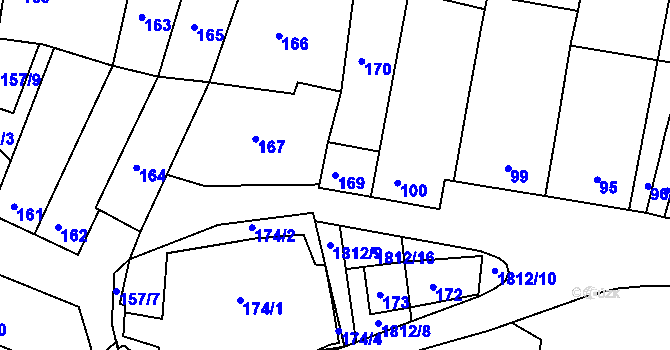 Parcela st. 169 v KÚ Přítluky, Katastrální mapa