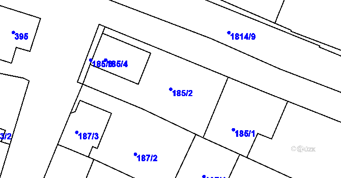 Parcela st. 185/2 v KÚ Přítluky, Katastrální mapa