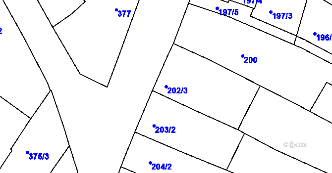 Parcela st. 202/3 v KÚ Přítluky, Katastrální mapa