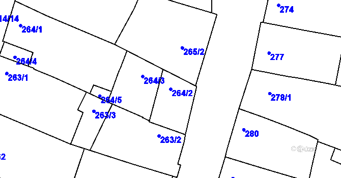 Parcela st. 264/2 v KÚ Přítluky, Katastrální mapa