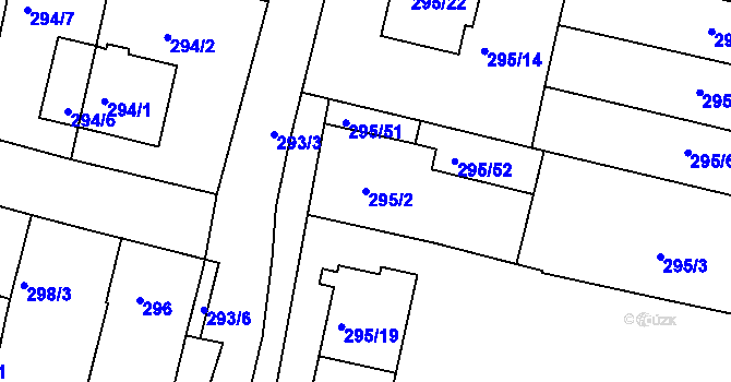 Parcela st. 295/2 v KÚ Přítluky, Katastrální mapa