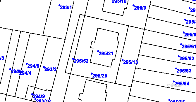 Parcela st. 295/21 v KÚ Přítluky, Katastrální mapa