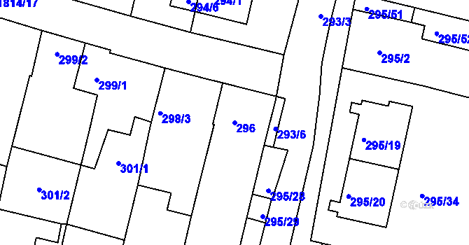 Parcela st. 296 v KÚ Přítluky, Katastrální mapa