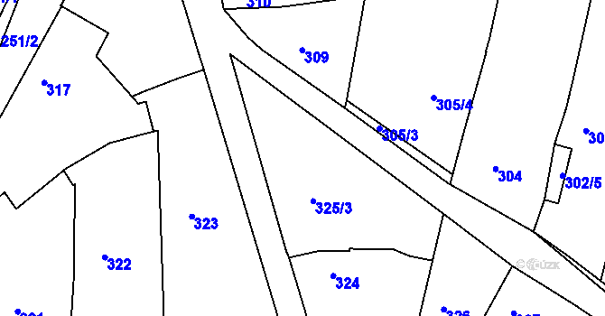 Parcela st. 325/1 v KÚ Přítluky, Katastrální mapa