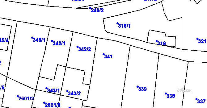 Parcela st. 341 v KÚ Přítluky, Katastrální mapa