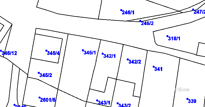Parcela st. 342/1 v KÚ Přítluky, Katastrální mapa