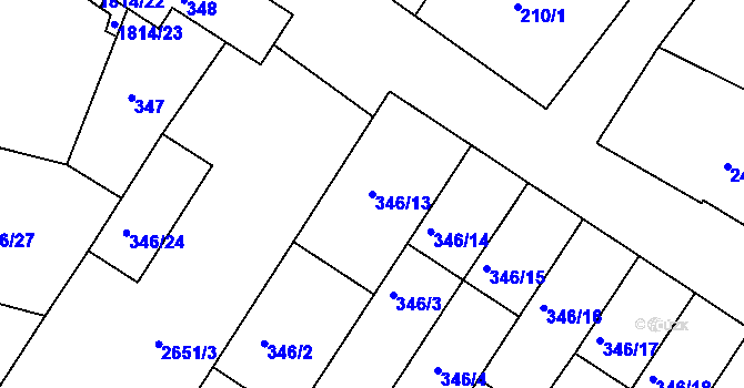 Parcela st. 346/13 v KÚ Přítluky, Katastrální mapa
