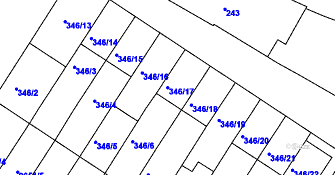 Parcela st. 346/17 v KÚ Přítluky, Katastrální mapa