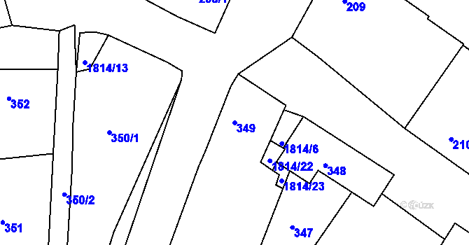 Parcela st. 349 v KÚ Přítluky, Katastrální mapa