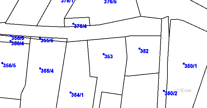 Parcela st. 353 v KÚ Přítluky, Katastrální mapa