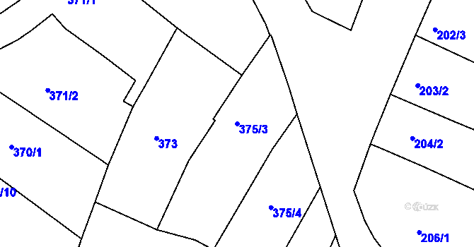 Parcela st. 375/3 v KÚ Přítluky, Katastrální mapa