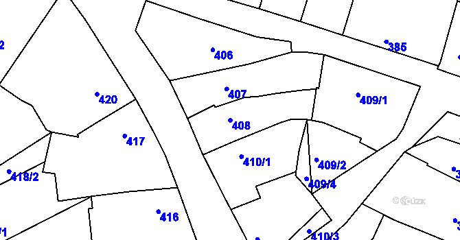 Parcela st. 408 v KÚ Přítluky, Katastrální mapa
