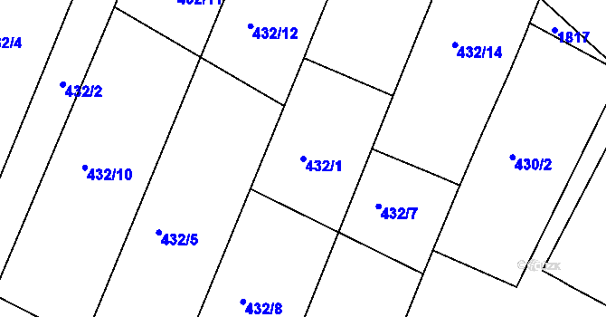 Parcela st. 432/1 v KÚ Přítluky, Katastrální mapa