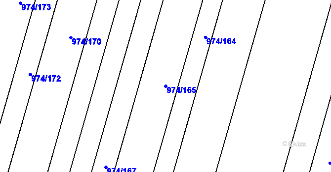 Parcela st. 974/165 v KÚ Přítluky, Katastrální mapa