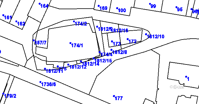 Parcela st. 174/4 v KÚ Přítluky, Katastrální mapa