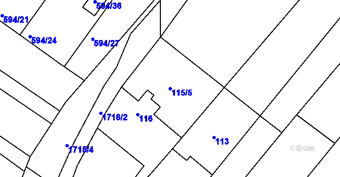 Parcela st. 115/5 v KÚ Přítluky, Katastrální mapa