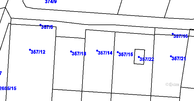 Parcela st. 357/14 v KÚ Přítluky, Katastrální mapa