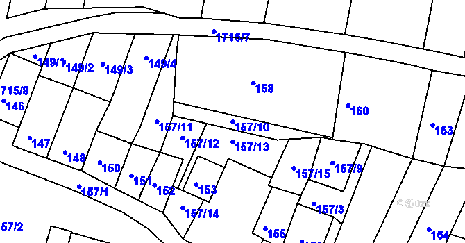 Parcela st. 157/10 v KÚ Přítluky, Katastrální mapa
