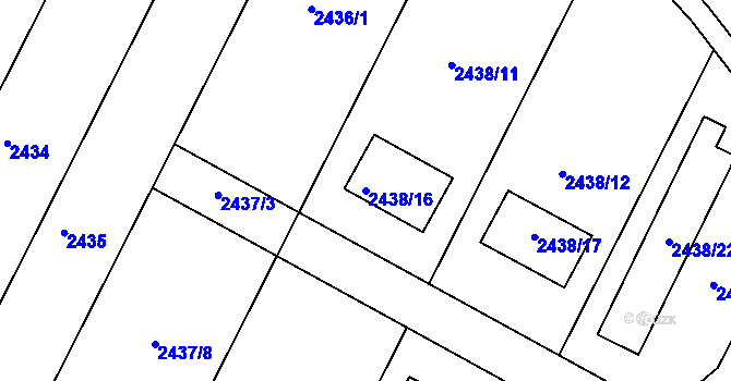 Parcela st. 2438/16 v KÚ Přítluky, Katastrální mapa