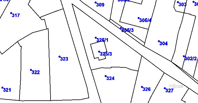 Parcela st. 325/3 v KÚ Přítluky, Katastrální mapa