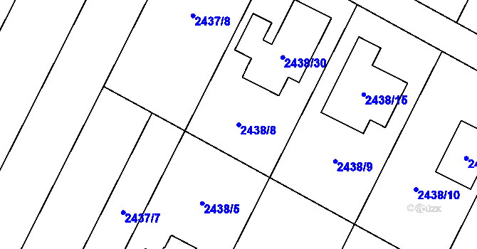 Parcela st. 2438/8 v KÚ Přítluky, Katastrální mapa