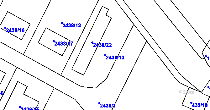 Parcela st. 2438/13 v KÚ Přítluky, Katastrální mapa
