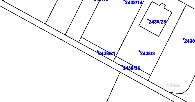 Parcela st. 2438/21 v KÚ Přítluky, Katastrální mapa