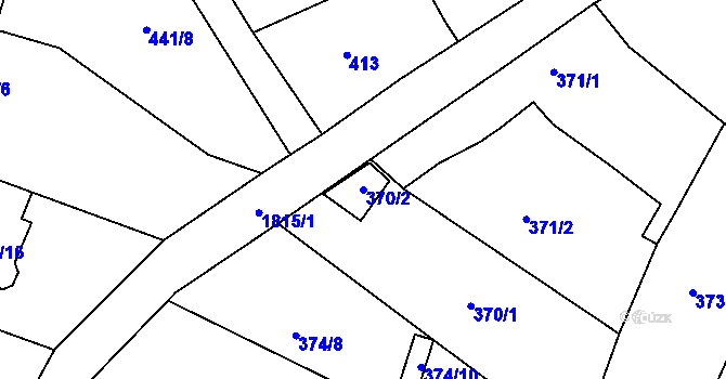 Parcela st. 370/2 v KÚ Přítluky, Katastrální mapa