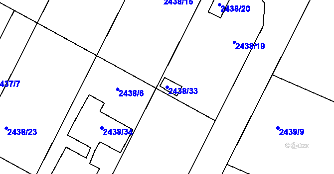 Parcela st. 2438/33 v KÚ Přítluky, Katastrální mapa