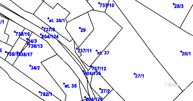 Parcela st. 37 v KÚ Přívětice, Katastrální mapa