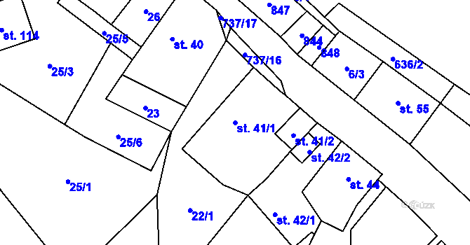 Parcela st. 41/1 v KÚ Přívětice, Katastrální mapa