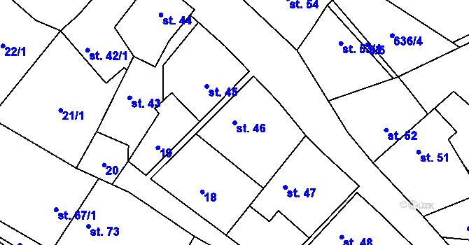 Parcela st. 46 v KÚ Přívětice, Katastrální mapa