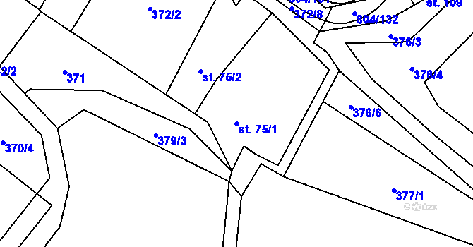 Parcela st. 75/1 v KÚ Přívětice, Katastrální mapa