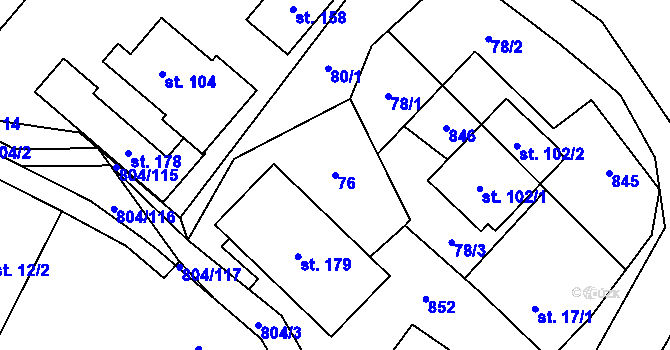 Parcela st. 76 v KÚ Přívětice, Katastrální mapa