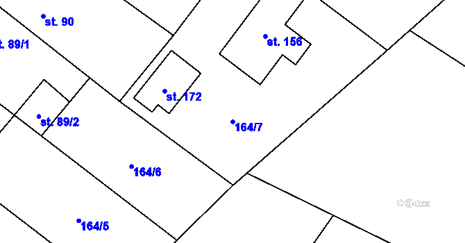 Parcela st. 164/7 v KÚ Přívětice, Katastrální mapa