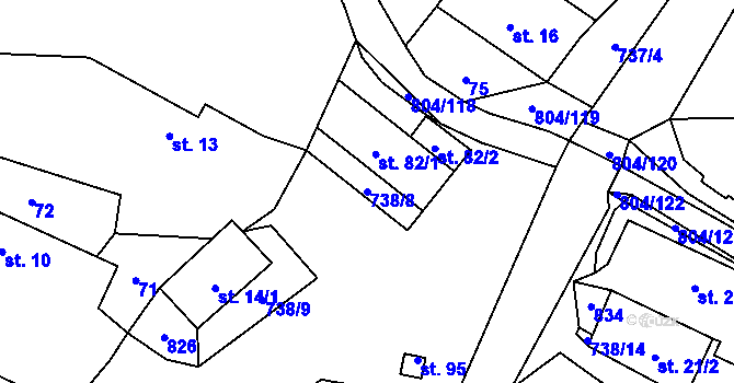 Parcela st. 738/8 v KÚ Přívětice, Katastrální mapa
