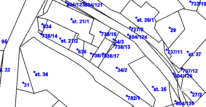Parcela st. 738/17 v KÚ Přívětice, Katastrální mapa