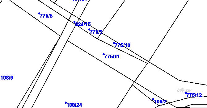 Parcela st. 775/11 v KÚ Přívětice, Katastrální mapa