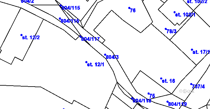 Parcela st. 804/3 v KÚ Přívětice, Katastrální mapa