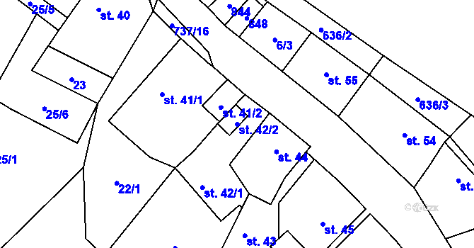 Parcela st. 42/2 v KÚ Přívětice, Katastrální mapa