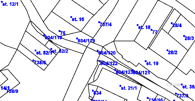 Parcela st. 804/120 v KÚ Přívětice, Katastrální mapa
