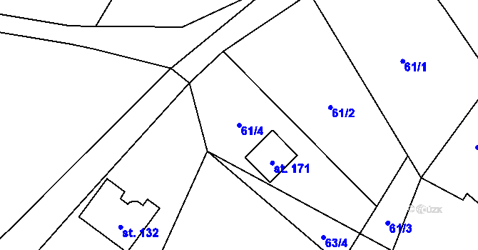 Parcela st. 61/4 v KÚ Přívětice, Katastrální mapa